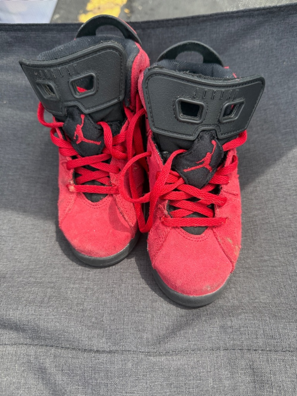 Jordan Kids Red and Black High-Top Sneakers